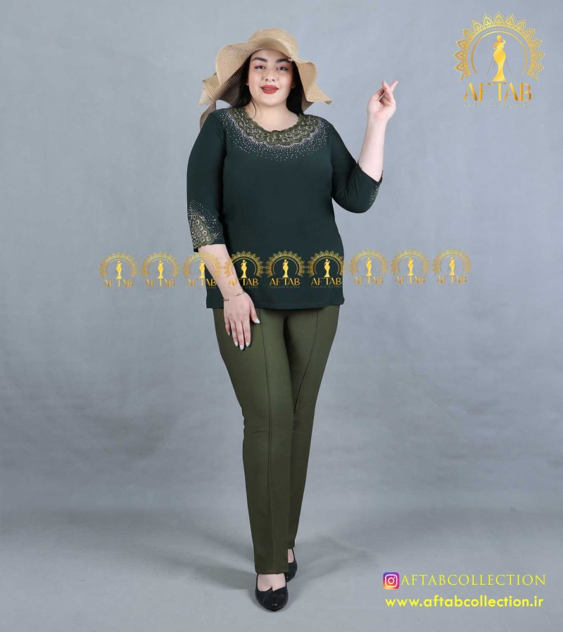 بلوز گلدوزی دایره ای سایزبزرگ سبز