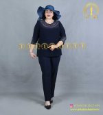 بلوز گلدوزی دایره ای سایزبزرگ سورمه ای