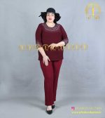 بلوز گلدوزی دایره ای سایزبزرگ زرشکی