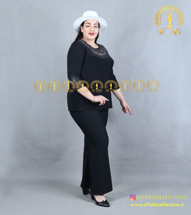 بلوز گلدوزی دایره ای سایزبزرگ مشکی