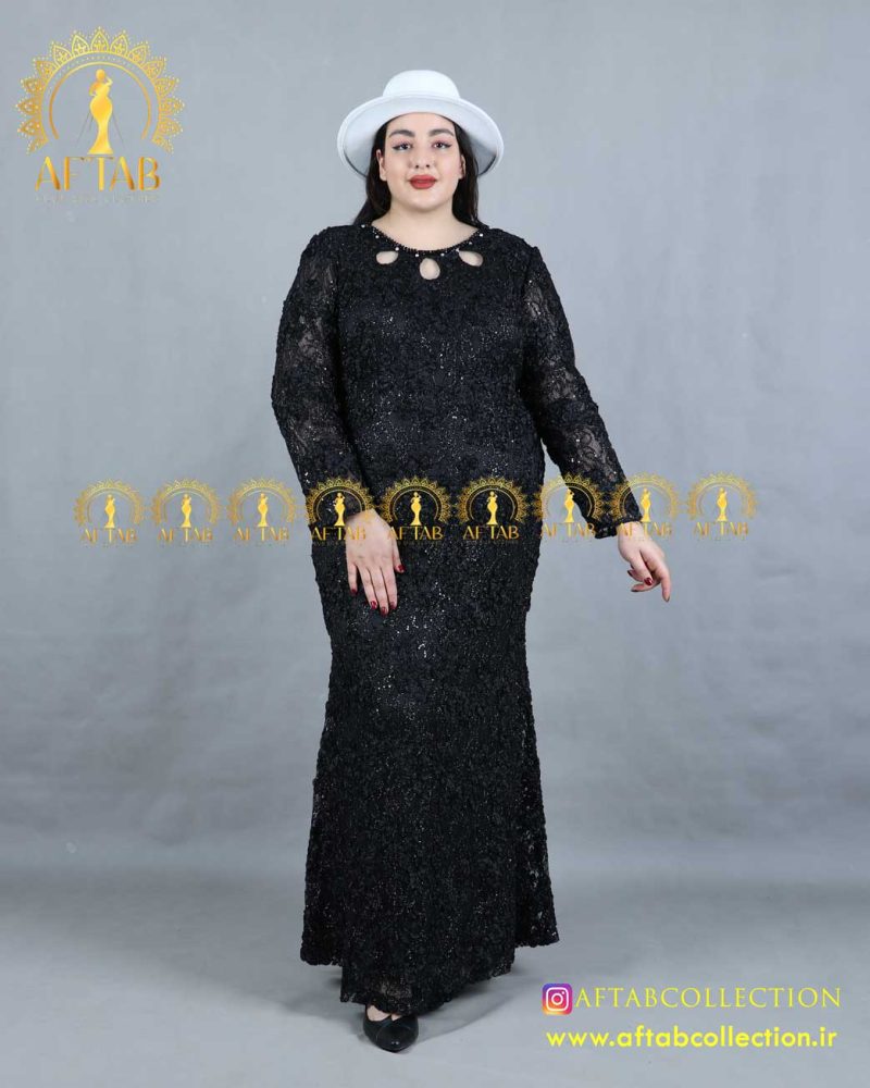 پیراهن تمام گیپور سایزبزرگ مشکی