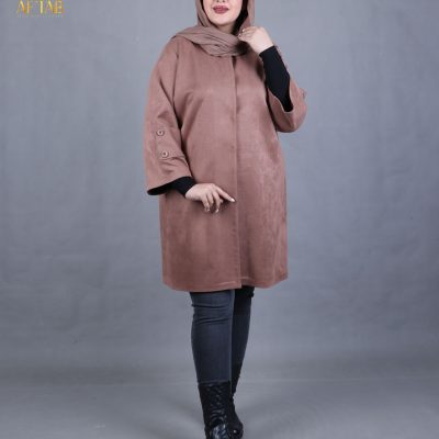 مانتو سوییت آستین پاگون سایزبزرگ شتری