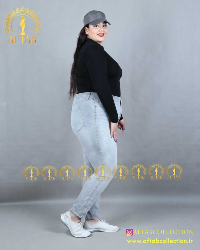 شلوار جین جذب طوسی روشن سایزبزرگ