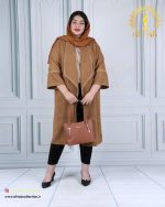مانتو چروک میله ای یقه آمریکایی سایز بزرگ شیک