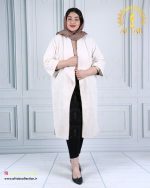 مانتو چروک میله ای یقه آمریکایی سایز بزرگ استخوانی