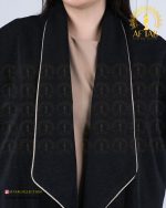 مانتو چروک میله ای یقه آمریکایی سایز بزرگ مشکی یقه