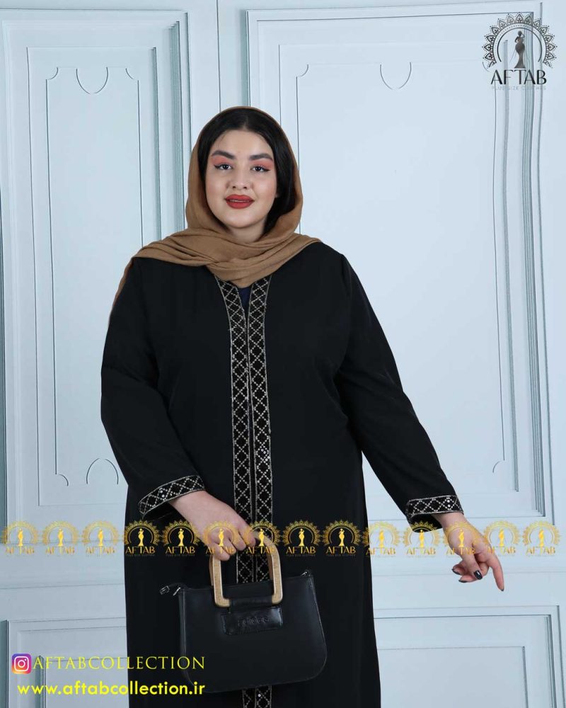 مانتو مجلسی کرپ سجاف هندی سایز بزرگ راحت