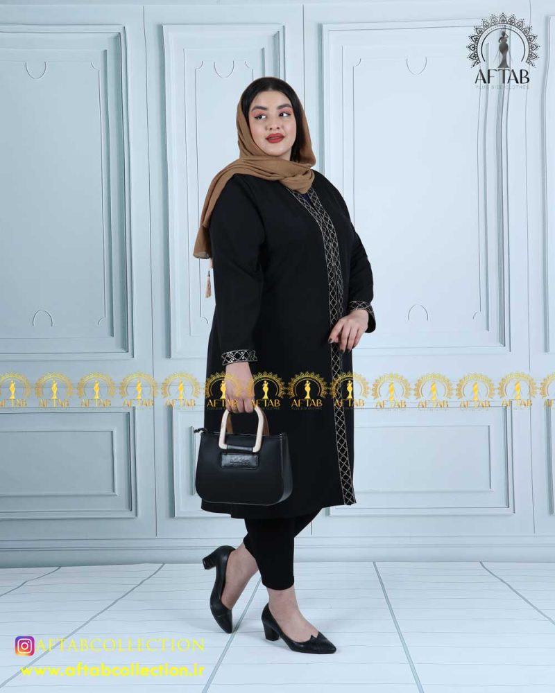 مانتو مجلسی کرپ سجاف هندی سایز بزرگ مجلسی