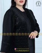 مانتو مخمل سوزن دوزی سایزبزرگ یقه هفت