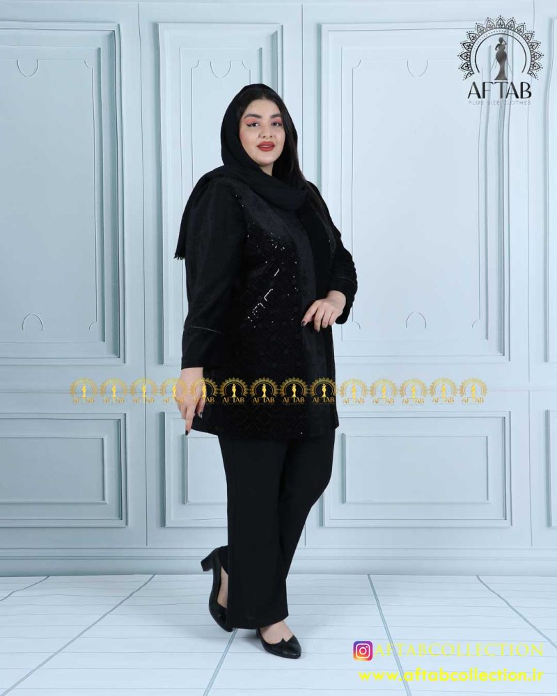 مانتو مخمل سوزن دوزی سایزبزرگ مجلسی