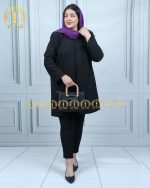 مانتو کریشه 2جیب سایزبزرگ مشکی
