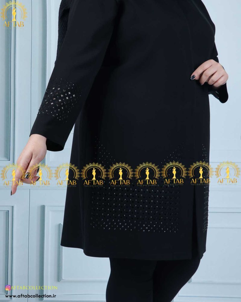 مانتو کرپ نگین دایره سایزبزرگ آستین