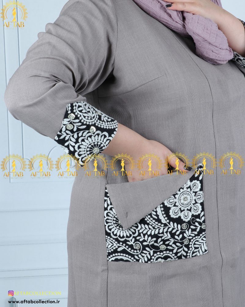 مانتو شانتون دو جیب خرجکار سایزبزرگ جیب