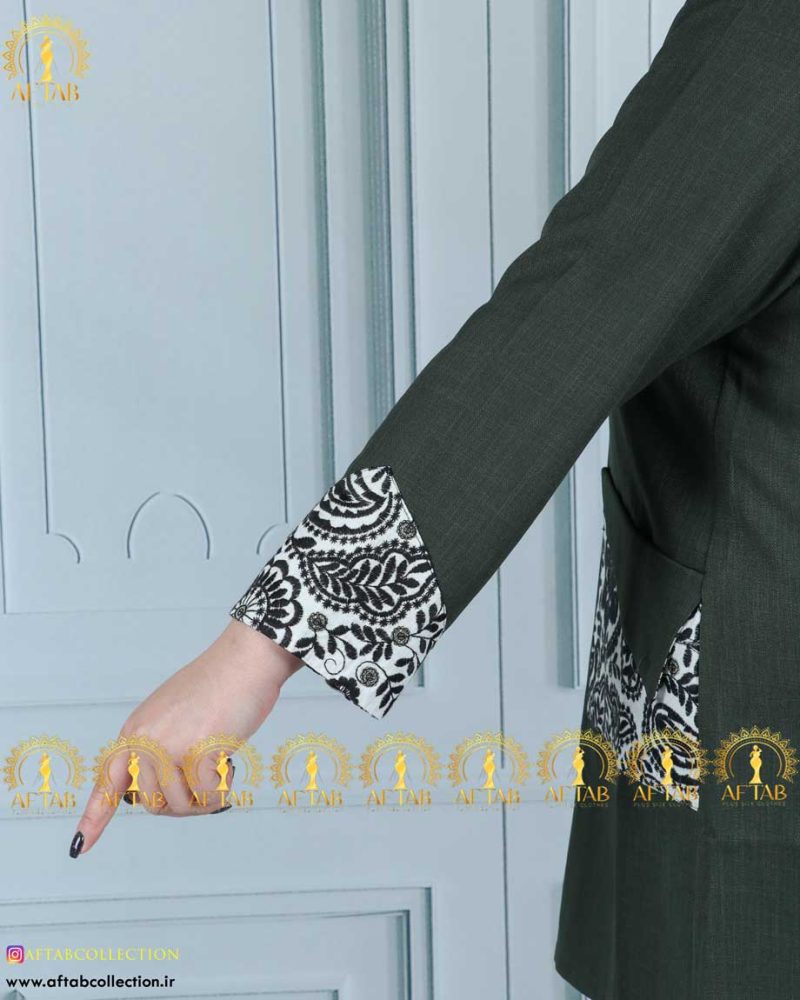 مانتو شانتون دو جیب خرجکار سایزبزرگ آستین