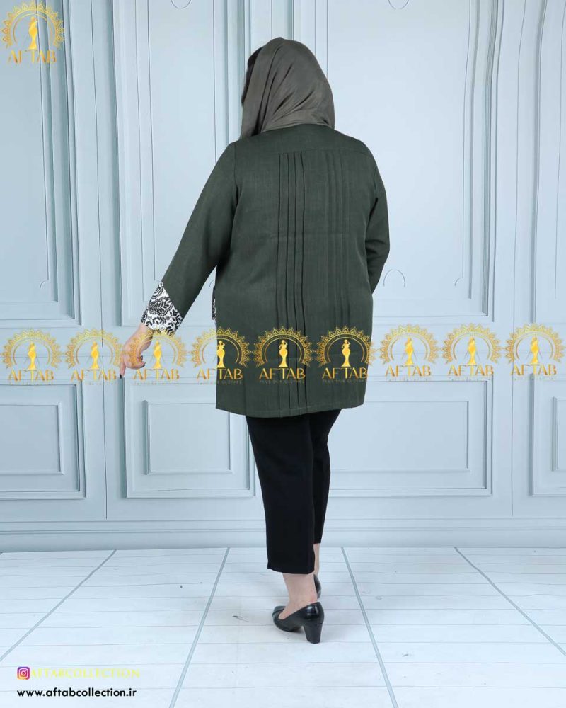 مانتو شانتون دو جیب خرجکار سایزبزرگ پشت مانتو پلیسه