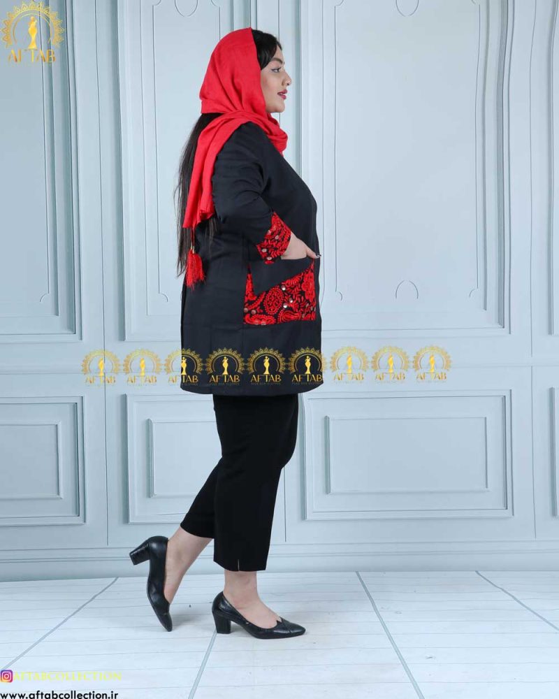 مانتو شانتون دو جیب خرجکار سایزبزرگ شیک