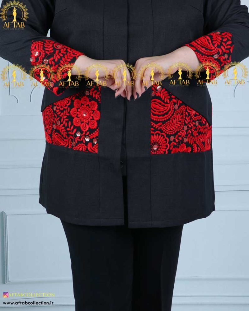 مانتو شانتون دو جیب خرجکار سایزبزرگ جیب قابل استفاده