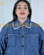 مانتو جین ریش زاپ سایزبزرگ یقه