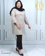 مانتو جفت دکمه کجرا سایزبزرگ استخوانی