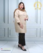 مانتو جفت دکمه کجرا سایزبزرگ کرم