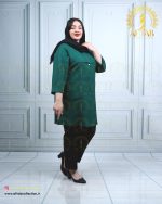 مانتو جفت دکمه کجرا سایزبزرگ سبز