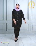 مانتو جفت دکمه کجرا سایزبزرگ مشکی