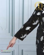 مانتو کتی مخمل برگی سایزبزرگ آستین