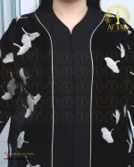 مانتو کتی مخمل برگی سایزبزرگ یقه