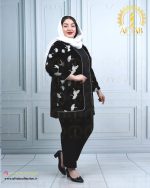 مانتو کتی مخمل برگی سایزبزرگ شیک