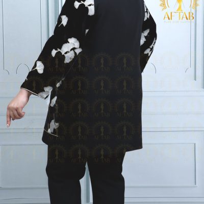 مانتو کتی مخمل برگی سایزبزرگ نما پشت