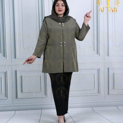 مانتو مازراتی لمه جفت دکمه سایزبزرگ