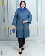 مانتو گیپور پیلی دار سایزبزرگ آبی