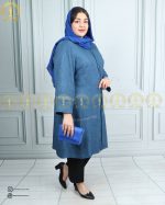 مانتو گیپور پیلی دار سایزبزرگ نما بغل