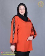 شومیز آستین پفکی سایزبزرگ آجری