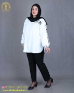 شومیز آستین پفکی سایزبزرگ سفید