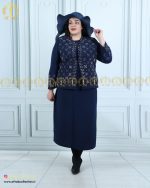 کت و دامن کرپ منجوق دوزی سایزبزرگ سورمه ای