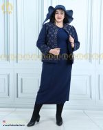 کت و دامن کرپ منجوق دوزی سایزبزرگ جلو نگین