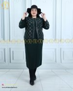 کت و دامن کرپ منجوق دوزی سایزبزرگ رنگ سبز