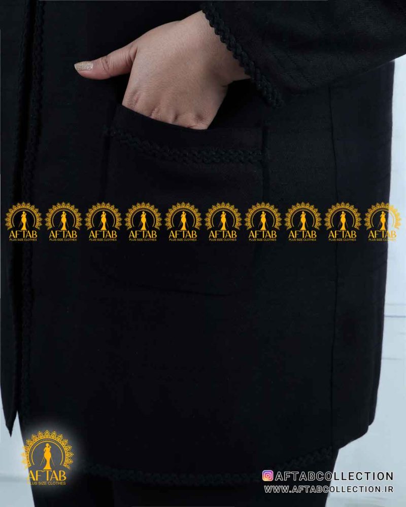 مانتو لنین خرجکار نواری سایزبزرگ جیب