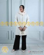 مانتو لنین خرجکار نواری سایزبزرگ سبک