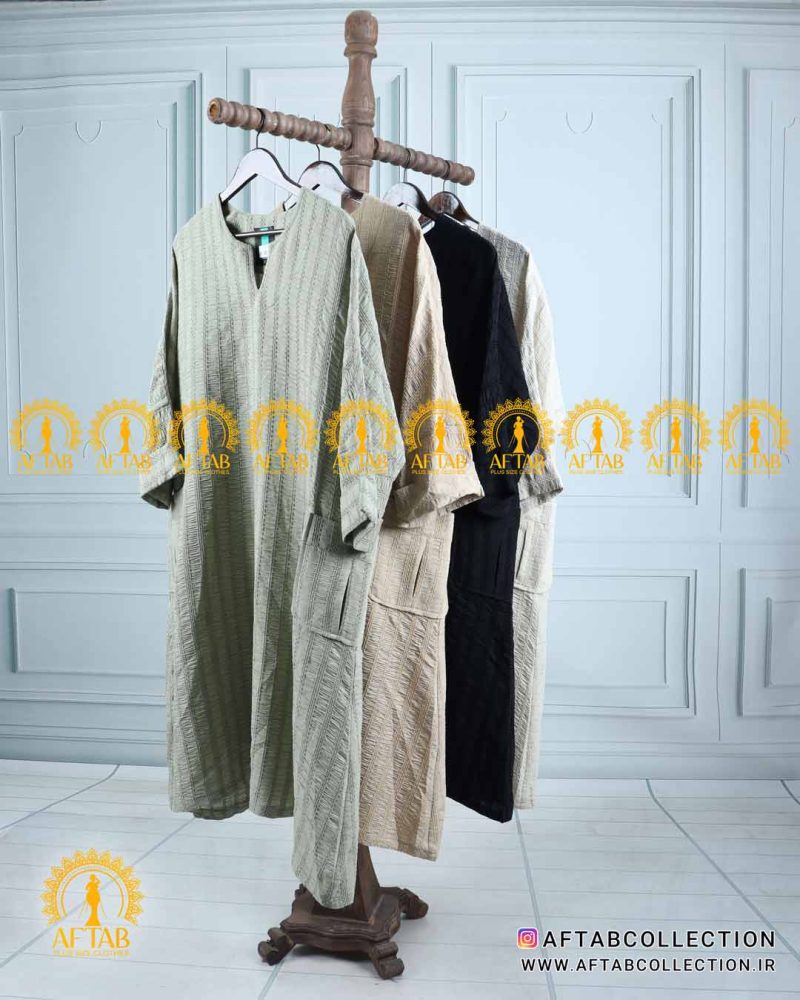 مانتو کفتان کوک دوزی سایزبزرگ رنگبندی