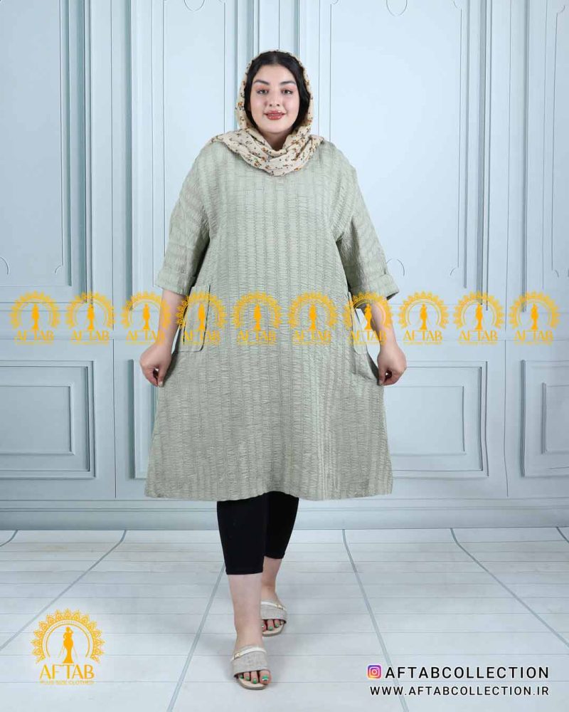 مانتو کفتان کوک دوزی سایزبزرگ سبز