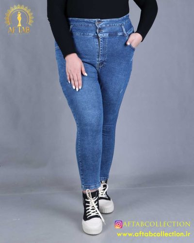 جین جذب گندار2 دکمه سایزبزرگ آبی تیره