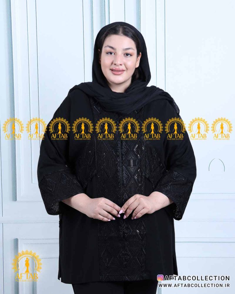 مانتو مشکی سرخپوستی سایزبزرگ نما نزدیک