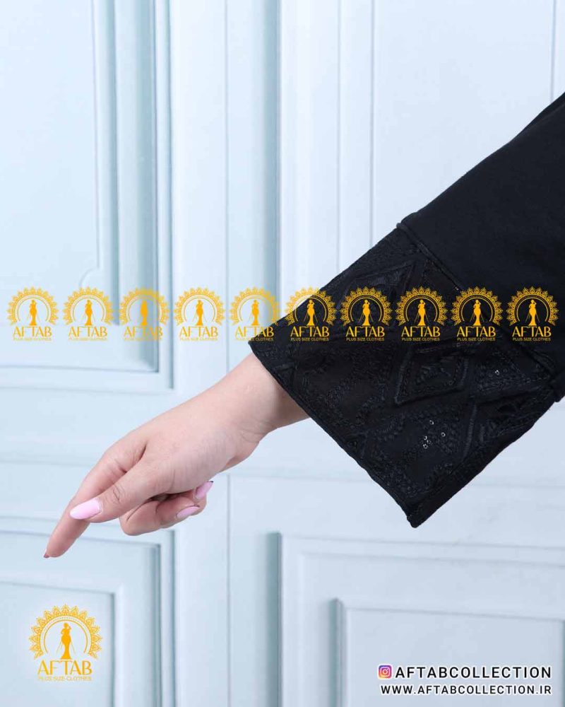 مانتو مشکی سرخپوستی سایزبزرگ آستین