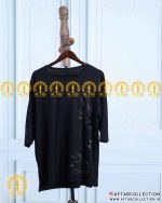 تیشرت مشکی نگین برگی سایزبزرگ