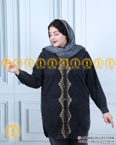 مانتو جین گلدوزی مثلثی سایزبزرگ خنک