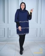 شومیز طبقه ای نوار نگینی سایزبزرگ سورمه ای رنگ