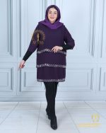 شومیز طبقه ای نوار نگینی سایزبزرگ بادمجانی