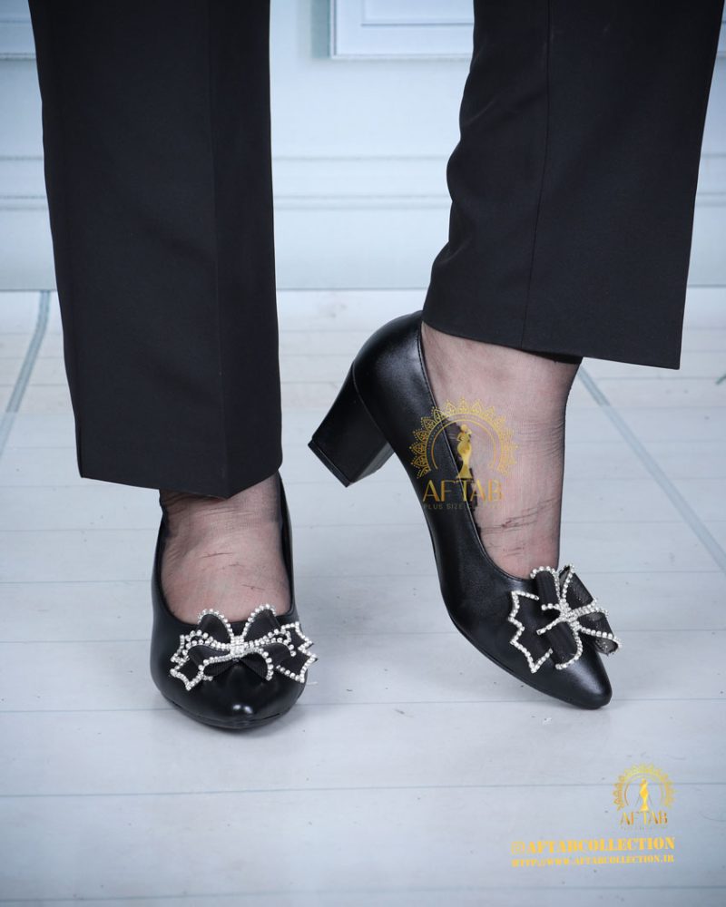 کفش مجلسی پاپیون تور پا بزرگ پاشنه نما جلو